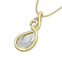 Certified 18K Gold OM Design Pendant in Round Natural Diamond (0.08 ct) with White/Yellow/Rose Gold Chain Religious Necklace for Women