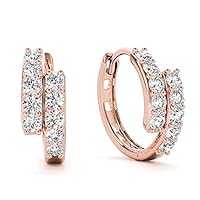 The Diamond Deal 18kt White Gold Womens Double Row Hoop VS Diamond Earrings 0.36 Cttw