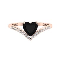 Filigree Vintage Heart Shape Black Diamond Engagement Ring, Victorian Halo 1 CT Heart Genuine Black Diamond Ring, Antique Black Onyx Ring, 14K Solid Rose Gold, Perfect for Gift