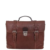 DR312 Men's Leather Bag Vintage Style Briefcase Brown
