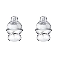 Tommee Tippee Closer to Nature Baby Bottle Extra Slow Flow Breast-Like Nipple with Anti-Colic Valve (5oz, 1 Count) (Pack of 2)