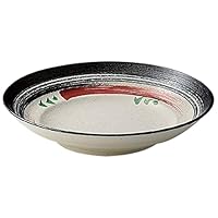 Set of 5 Noodle Plates/Pasta Dish, Black and Red Paint Brush Three Wheel 7.5 Cold Noodle Plate, 8.9 x 2.0 inches (22.5 x 5.2 cm), Japanese Tableware, Sake Cup, Restaurant, Inn, Commercial Use