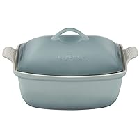 Le Creuset Heritage Stoneware Deep Baker with Lid, 4.5qt., Sea Salt Le Creuset Heritage Stoneware Deep Baker with Lid, 4.5qt., Sea Salt