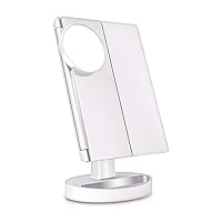 cosmetic mirro White Vanity Makeup Mirror，22 LEDS Light Makeup Mirror Touch Screen LED Mirror Luxury Mirror 1X/2X/3X/10X Magnifying Mirrors 180 Degree Adjustable Table