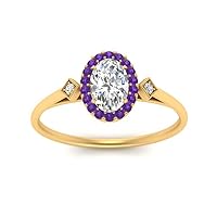 Choose Your Color 18K Gold Plated Prong Setting Oval Ring Modern-Classic Wedding Engagement Solitaire Ring Daily Wear Party Wear Women and Girls Jewelry Size : 4 to 13