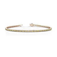 Round Yellow Sapphire & Natural Diamond 1.7mm Tennis Bracelet 1.35 ctw 14K Rose Gold