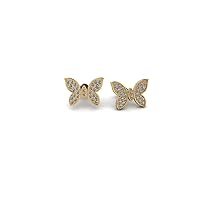14K Pure Yellow Gold Natural Gemstone Butterfly Earrings for Women | Natural Gemstones | Valentine's Gift