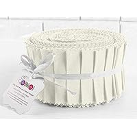Soimoi 40Pcs Solid Off-White Cotton Precut Fabrics for Quilting Craft Strips 2.5 Inches Jelly Roll