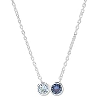 EVE'S ADDICTION Women's Personalized Sterling Silver Two Birthstone Necklace, 16