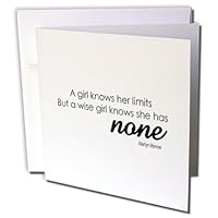 3dRose Greeting Cards, 6 x 6 Inches, Pack of 12, A Girl Knows She Has Her Limits Quote (gc_173427_2)