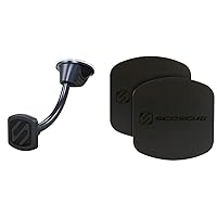 Scosche MAGWDM MagicMount Magnetic Car Phone Holder Windshield or Dashboard Mount & MAGRKXLI MagicMount Phone Replacement Plate Kit - for Magnetic Car Phone Mount Holder