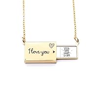 Hitch Your Wagon to A Star Quote Letter Envelope Necklace Pendant Jewelry