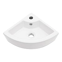 Lordear Wall-Mount Corner Bathroom Sink - 18 Inch White Ceramic Washing Basin Sector Wall Mount Sink for Small Bathrooms.