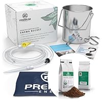 Stainless Steel Coffee Enema Bucket Kit with 1lb Organic Enema Coffee - Organic Home Colonic Kit for Men/Women - Ideal for Colon and Liver Cleansing, Detoxifying Enemas