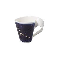Villeroy & Boch NewWave Stars Mug with Handle, Elegant Cup with Cancer Motif, Premium Porcelain, Dishwasher Safe, White/Blue, 300 ml