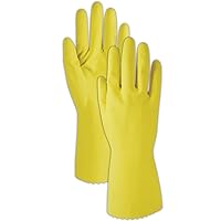 MAGID 626S Comfort Flex 626 15 Mil Flock-Lined Latex Gloves, 10, Yellow , Small (Pack of 12)