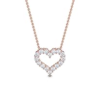 1-8 Carat (ctw) White Gold Round Cut LAB GROWN Diamond Heart Pendant [Color D-E Clarity VS1-VS2]
