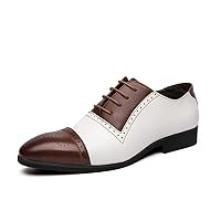 Men's Oxfords Formal Dress Shoes Two Tone Patchwork Lace Up Business Tuxedo Wedding Shoes