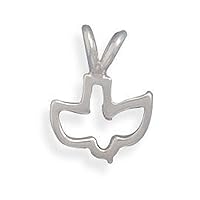 925 Sterling Silver Cut Out Descending Dove Pendant Necklace With Split Bale Design Measures 12.5mmx16.5mm Charm Jewelry for Women