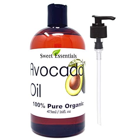 Sweet Essentials Premium Organic Avocado Oil, 16oz with Pump, Imported From Italy, 100% Pure, NON-GMO, Cold Pressed, Food Grade, Golden in Color