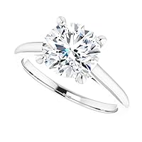925 Silver,10K/14K/18K Solid White Gold Handmade Engagement Ring 2.0 CT Round Cut Moissanite Diamond Solitaire Wedding/Gorgeous Gift for Women/Her Bridal Rings