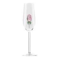 Copas De Vino, 220ml Crystal Wine Goblet with Rose Inside, Designed Goblet in Premium, Love is Blind Wine Glasses for Party, Wedding