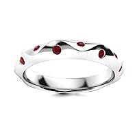 Ruby Round 2.00mm Promise Band Ring | Sterling Silver 925 With Rhodium Plated | Beautiful Evergreen Promise Band Design Ring