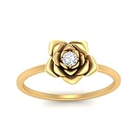 Choose Your Gemstone Flower Diamond CZ Engagement Ring yellow gold plated Round Shape Solitaire Engagement Rings Matching Jewelry Wedding Jewelry Easy to Wear Gifts US Size 4 to 12