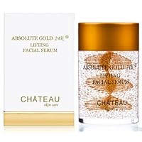 ABSOLUTE GOLD 24K Lifting Facial Serum - 24 Karat Gold, SILK PEPTIDES and HYALURONIC Acid. Excellent for all skin types. 2 fl.oz-60 ml (FRAGRANCE FREE, CRUELTY FREE, PARABEN FREE, PETROLEUM FREE).
