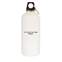 Eat. Sleep. Be Cute. Repeat #Babylife - 20oz Stainless Steel Water Bottle with Carabiner, White