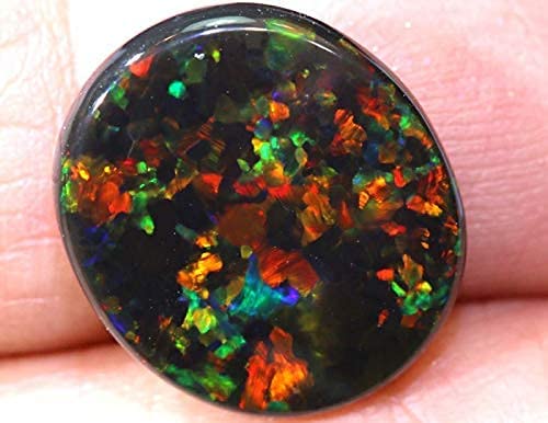 HARSHALI Gemstone Natural AAA++ Loose 4.30 Carat Gemstone Natural Certified Australian Fire Opal Stone for Men and Women (Black Opal)