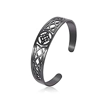 Dreamtimes Witch Knot Bracelet for Women Stainless Steel Adjustable Open Cuff Bangle Celtic Quaternary Wiccan Witch Knot Bracelet Witchcraft Amulet Jewellery for Men Birthday Gift