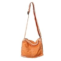 Women Canvas Shoulder Bag Vintage Small Messenger Bag Retro Crossbody Bags Cute Zipper Purse Aesthetic Tote Bag