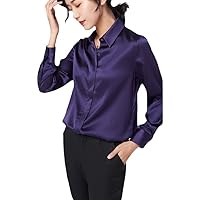 Women's Satin Silk Shirt - Long-Sleeved Natural Mulberry Silk Blouse, Loose and Versatile Base Shirt