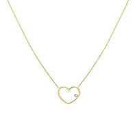 14k Gold Wire Love Heart With 0.01 Dwt Diamond Adjustable Necklace 18 Inch Jewelry Gifts for Women in White Gold Yellow Gold