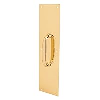 Prime-Line J 4578 Door Pull Plate with Handle, Polished Brass, 4 In. x 16 In. (Single Pack)