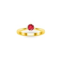 0.50 Ctw Round Cut Lab Created Pink Ruby Solitaire Wedding Promise Womens & Girls Ring 14K Yellow Gold Plated