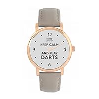 Grey Keep Calm and Play Darts Batons Watch Ladies 38mm Case 3atm Water Resistant Custom Designed Quartz Movement Luxury Fashionable