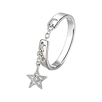Generic 1X Women Ring Jewellery Elegant Sliver Star Pendant Adjustable Open Ring Wedding Party Thumb Knuckle Ring Practical Useful and Professional, Plastic, No Gemstone