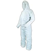EconoWear Lite N Kool Plus SMS Fabric Coverall with Hood, Disposable, Elastic Cuff, White, Medium (Case of 25)
