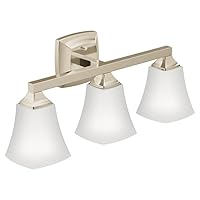 Moen YB5163NL Voss 3-Light Dual-Mount Bath Bathroom Vanity Fixture with Frosted Glass, Polished Nickel