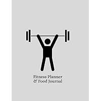 Fitness Tracker and Food Journal Workbook: Weight Lifter Minimalist Workout and Food Log, 8.5x11 inches, 200 pages