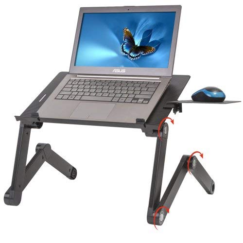 WonderWorker Einstein Adjustable Laptop Desk with 2 USB Cooling Fans, Folding Lap Table with Mouse Pad for Laptop, Portable Cooling Laptop Stand fo...