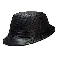 ハット メンズ シープレザー パンチング レザーハット ブラック 大きいサイズ 小さいサイズ 日本製 紳士帽子 アジャスターつき [ハットショップニシカワ] 57-BL