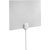 One for All 14542 HDTV Antenna - Amplified Indoor Ultra-Thin TV Antenna with Up to 60-Mile Range, Multi-Directional Reception & Automatic Gain Control - White/Black