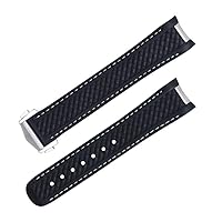 Curved End Fluorous Rubber for Omega strap Seamaster 300 AQUA TERRA AT150 8900 Watch Soft strap Men Replacement