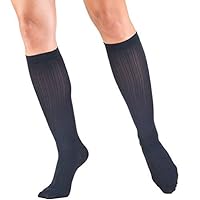 Truform Women's Fit Compression Socks, Rib Knit Pattern, 15-20 mmHg, Navy, Small (Pack of 2)