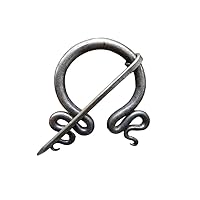 Medieval Iron Cloak Pin Viking Fibula Brooch Hand-Forged Celtic Shawl Pin for Jewelry Costume