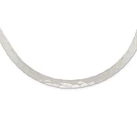 925 Sterling Silver Flexible Polished Hammered 6mm Neck Collar Necklace Jewelry for Women