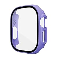 Glass+case for Apple Watch Series Ultra 49mm 49 mm smartwatch PC Screen Protector Bumper Tempered Accessories iwatch Ultra Cover (Color : Purple, Size : 49mm Series Ultra)